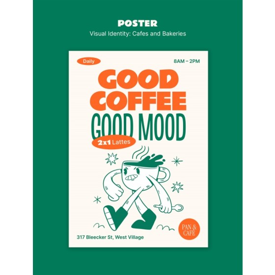 Hand-Drawn Coffee Shop Poster Design PSD Template